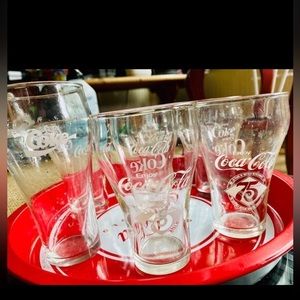 Coca Cola glasses set with tray